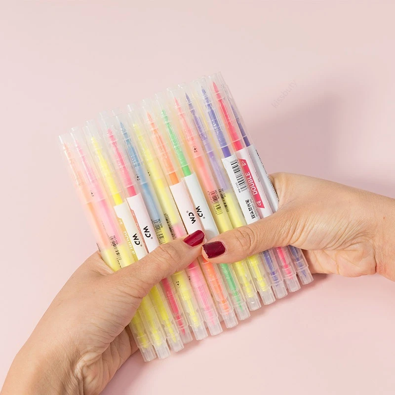 6 색/세트 더블 헤드 독특한 창 팁 파스텔 컬러 형광 - Pastel Highlighter Set Double Ended 리뷰 및 가격