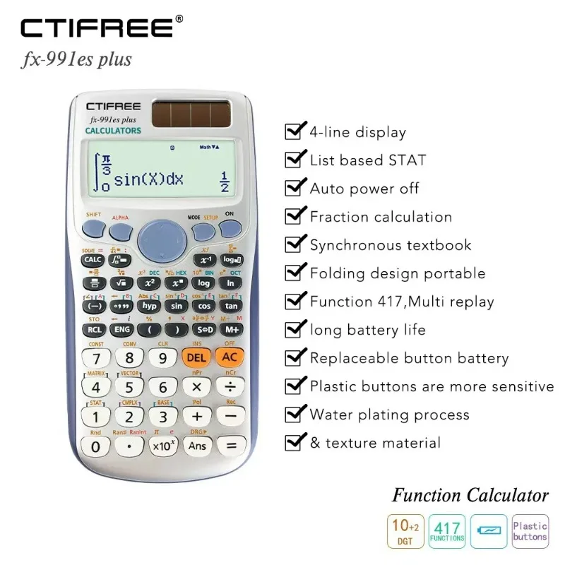 과학 계산기, 버튼 배터리, 공학 전공 학생용, 학교  - Scientific Calculator For Secondary School 리뷰 및 가격